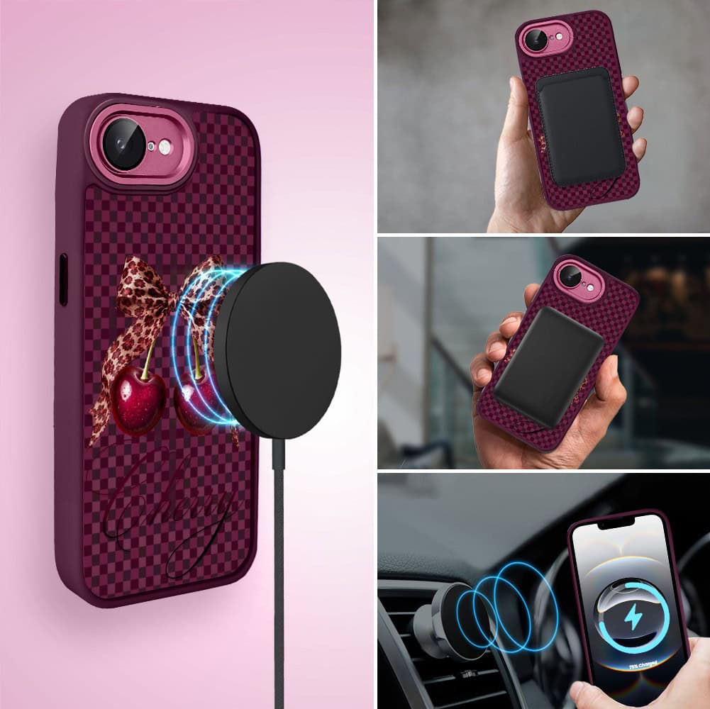 Etui do iPhone 16e, Color Flush z Magsafe, z osłoną aparatu, kokieteryjna wiśnia, wiśniowe (1)