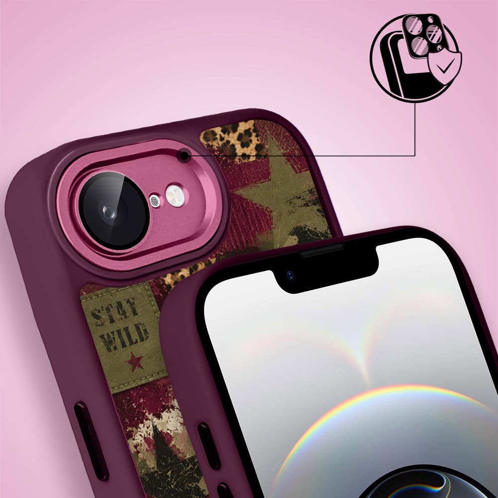 Etui do iPhone 16e, Color Flush z Magsafe, z osłoną aparatu, rebel soul, wiśniowe (3)
