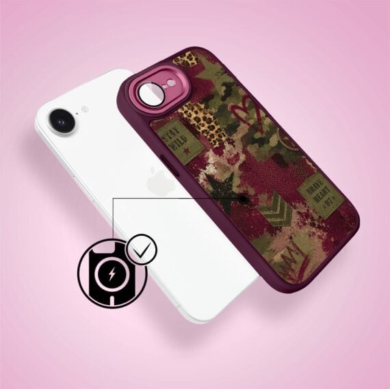 Etui do iPhone 16e, Color Flush z Magsafe, z osłoną aparatu, rebel soul, wiśniowe (4)