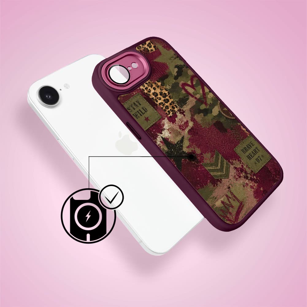 Etui do iPhone 16e, Color Flush z Magsafe, z osłoną aparatu, rebel soul, wiśniowe (4)