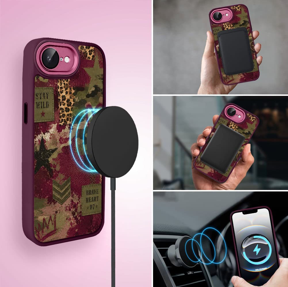 Etui do iPhone 16e, Color Flush z Magsafe, z osłoną aparatu, rebel soul, wiśniowe (5)