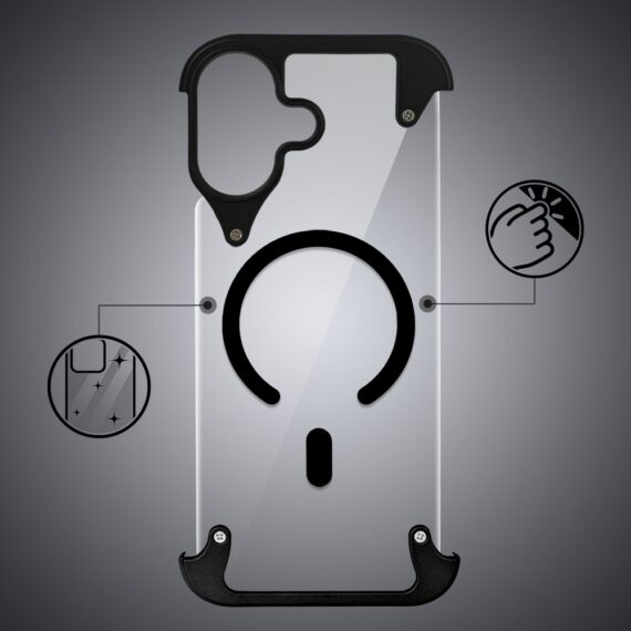 Etui do iPhone 17 Aero Grip, akrylowy tył, odkryte boki, czarne (3)