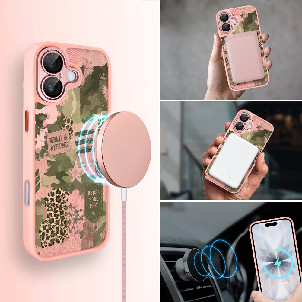 Etui do iPhone 17 Color Flush z MagSafe, z osłoną aparatu, Wild & Strong, różowe (2)