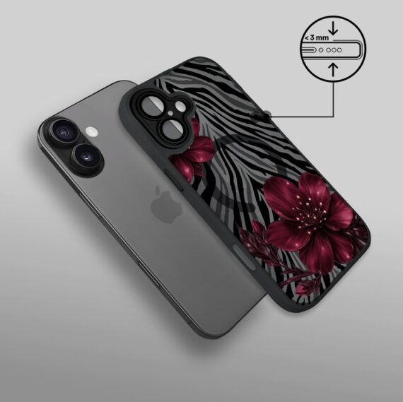 Etui do iPhone 17 Color Flush z MagSafe, z osłoną aparatu, bordowa egzotyka, czarne (6)