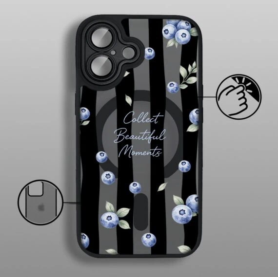 Etui do iPhone 17 Color Flush z MagSafe, z osłoną aparatu, borówkowy rytm, czarne (1)