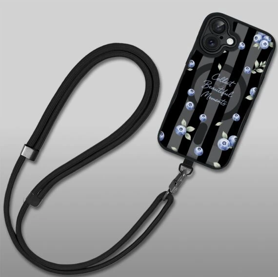 Etui do iPhone 17 Color Flush z MagSafe, z osłoną aparatu, borówkowy rytm, czarne (3)