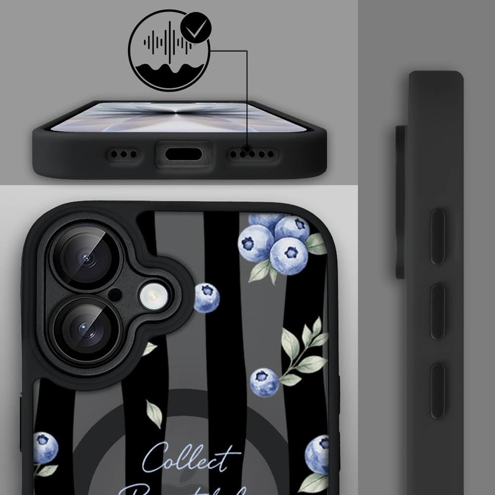 Etui do iPhone 17 Color Flush z MagSafe, z osłoną aparatu, borówkowy rytm, czarne (5)