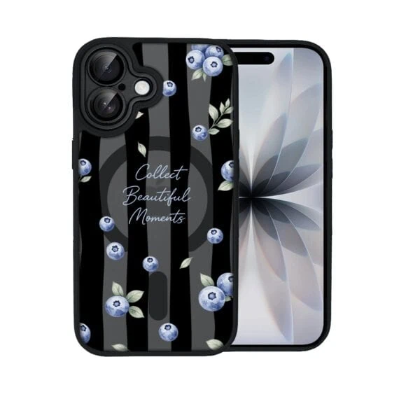 Etui do iPhone 17 Color Flush z MagSafe, z osłoną aparatu, borówkowy rytm, czarne (8)