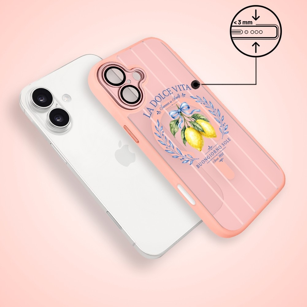 Etui do iPhone 17 Color Flush z MagSafe, z osłoną aparatu, cytrynowa dolce vita, różowe (4)