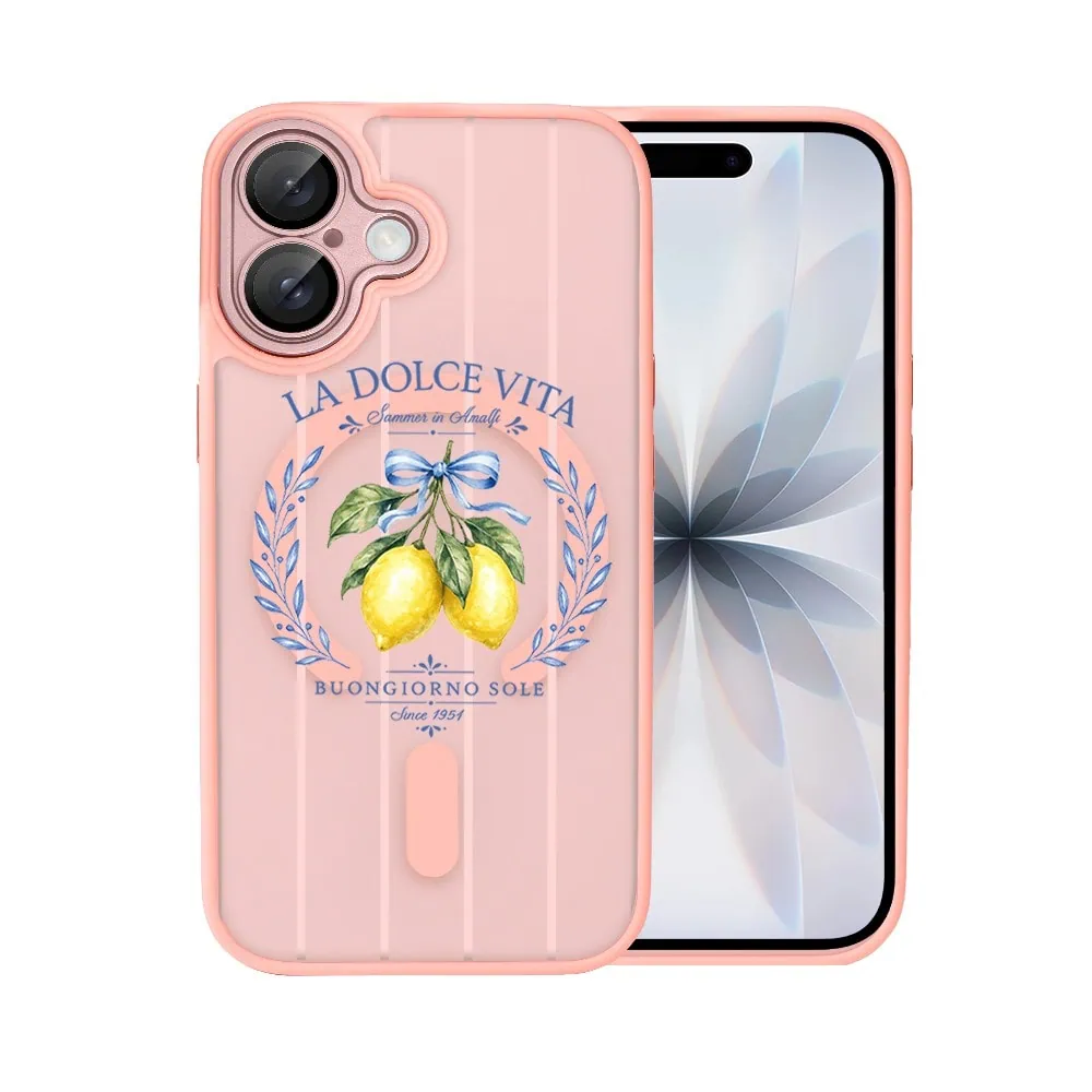 Etui do iPhone 17 Color Flush z MagSafe, z osłoną aparatu, cytrynowa dolce vita, różowe
