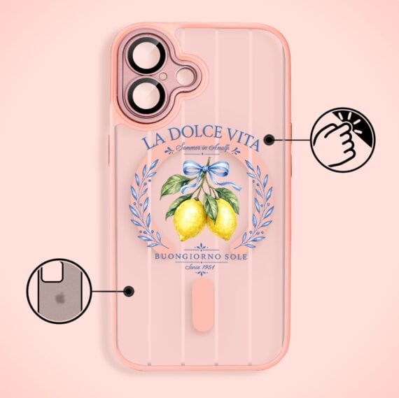 Etui do iPhone 17 Color Flush z MagSafe, z osłoną aparatu, cytrynowa dolce vita, różowe (7)