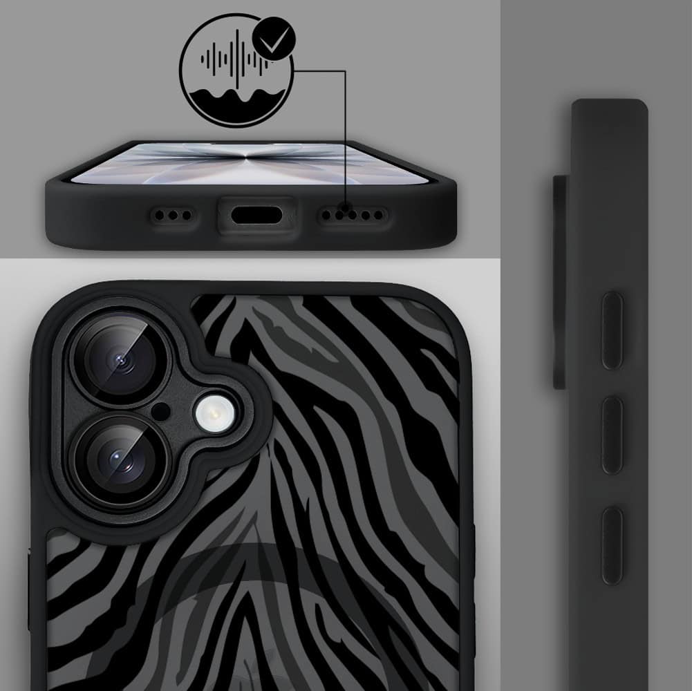Etui do iPhone 17 Color Flush z MagSafe, z osłoną aparatu, hipnotyczna zebra, czarne (1)
