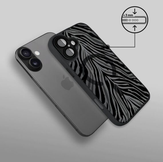 Etui do iPhone 17 Color Flush z MagSafe, z osłoną aparatu, hipnotyczna zebra, czarne (2)