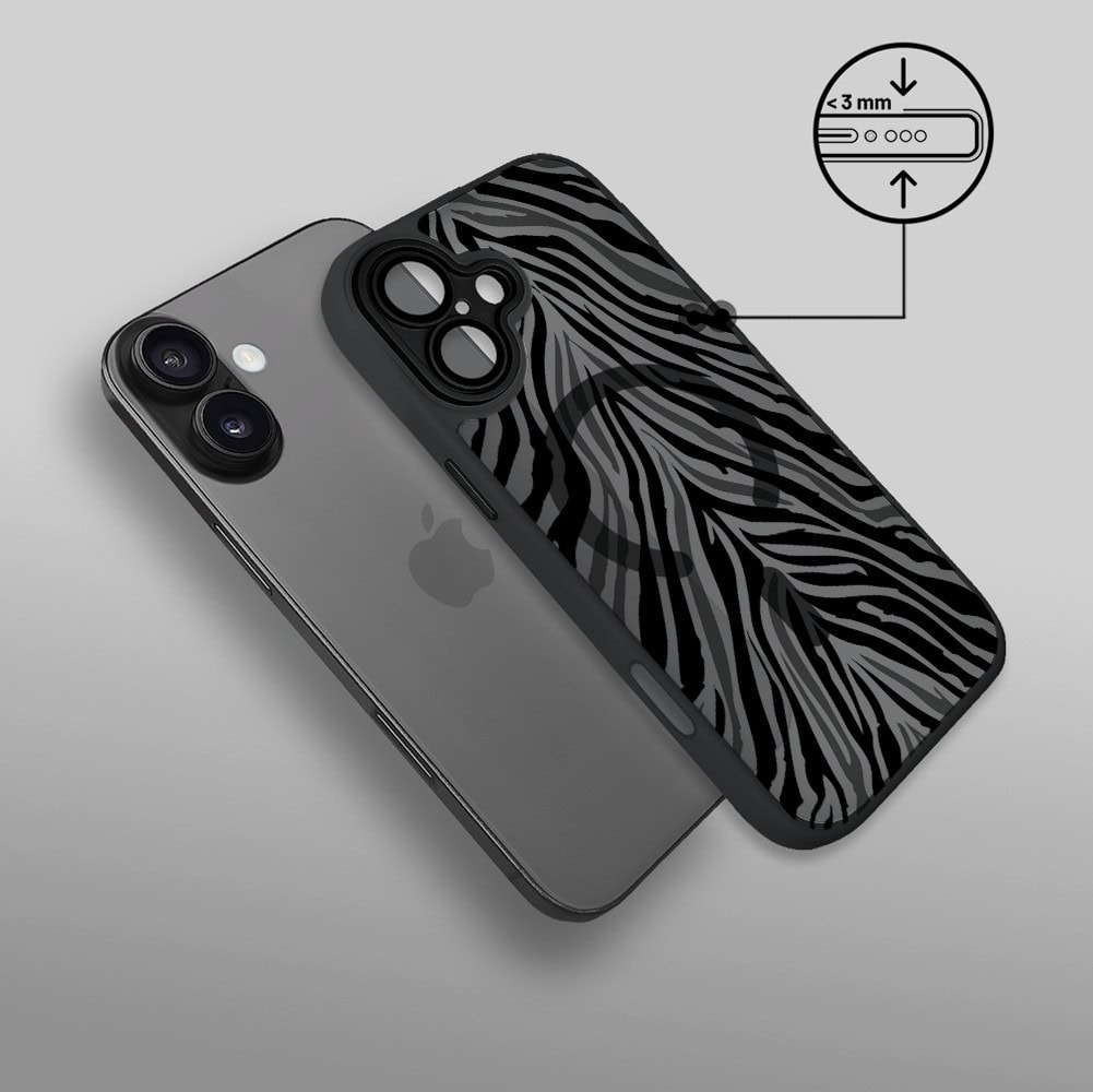 Etui do iPhone 17 Color Flush z MagSafe, z osłoną aparatu, hipnotyczna zebra, czarne (2)