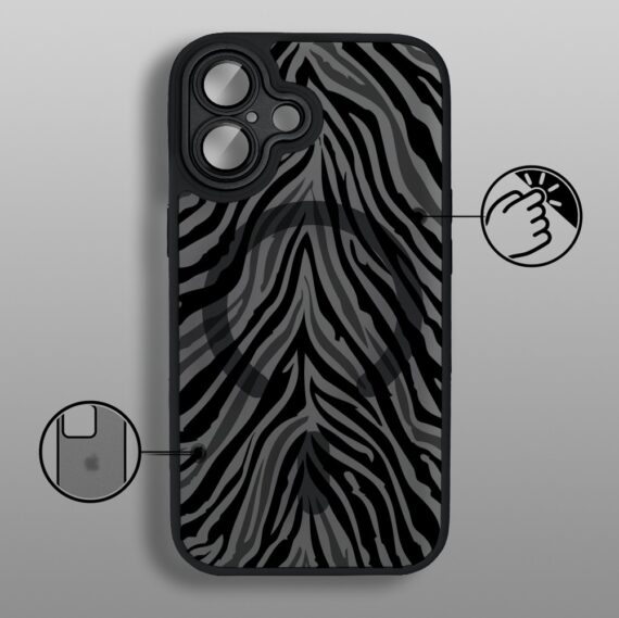Etui do iPhone 17 Color Flush z MagSafe, z osłoną aparatu, hipnotyczna zebra, czarne (5)