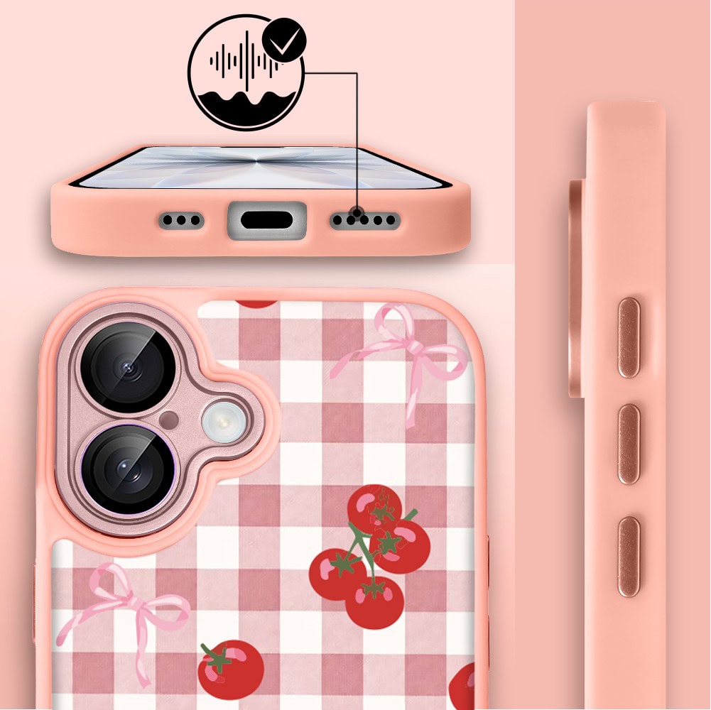 Etui do iPhone 17 Color Flush z MagSafe, z osłoną aparatu, kratka pomodoro, różowe (2)