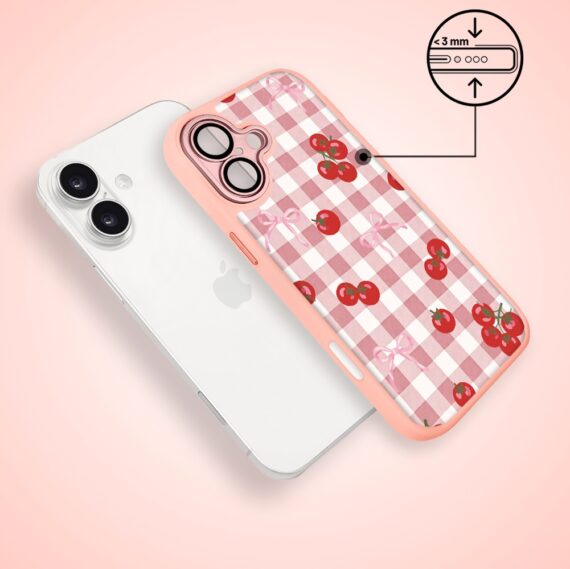 Etui do iPhone 17 Color Flush z MagSafe, z osłoną aparatu, kratka pomodoro, różowe (3)