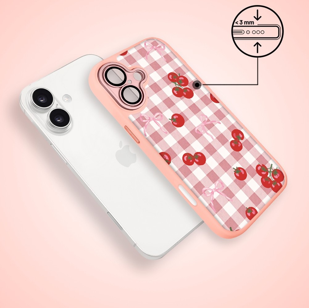 Etui do iPhone 17 Color Flush z MagSafe, z osłoną aparatu, kratka pomodoro, różowe (3)