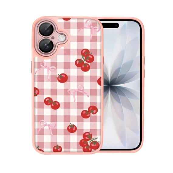 Etui do iPhone 17 Color Flush z MagSafe, z osłoną aparatu, kratka pomodoro, różowe (5)