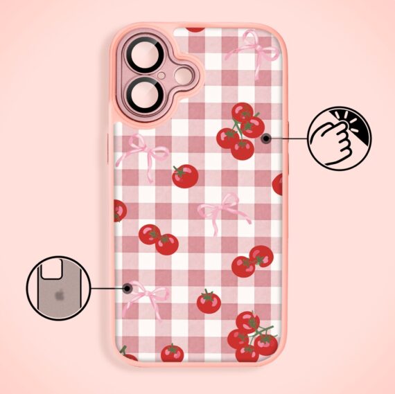 Etui do iPhone 17 Color Flush z MagSafe, z osłoną aparatu, kratka pomodoro, różowe (6)