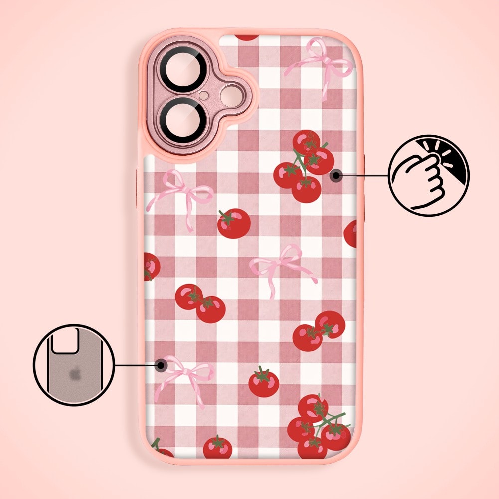 Etui do iPhone 17 Color Flush z MagSafe, z osłoną aparatu, kratka pomodoro, różowe (6)