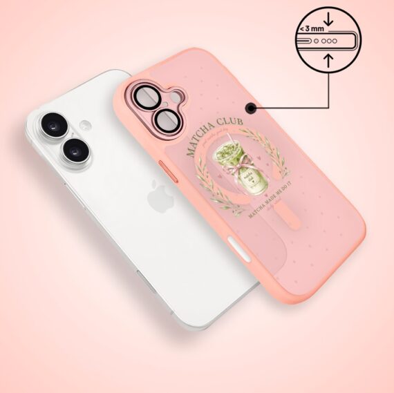 Etui do iPhone 17 Color Flush z MagSafe, z osłoną aparatu, matcha club, różowe (1)