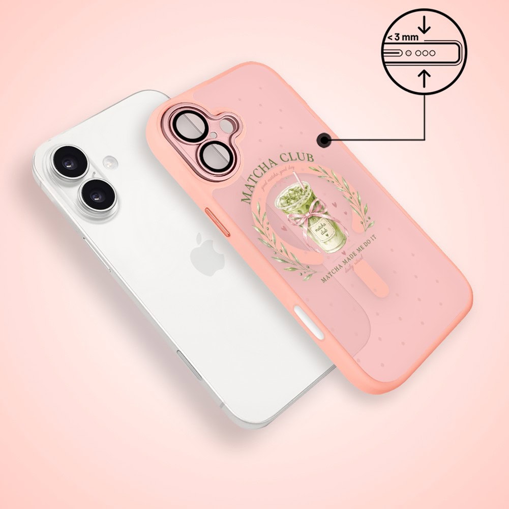 Etui do iPhone 17 Color Flush z MagSafe, z osłoną aparatu, matcha club, różowe (1)