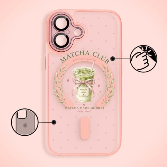 Etui do iPhone 17 Color Flush z MagSafe, z osłoną aparatu, matcha club, różowe (4)