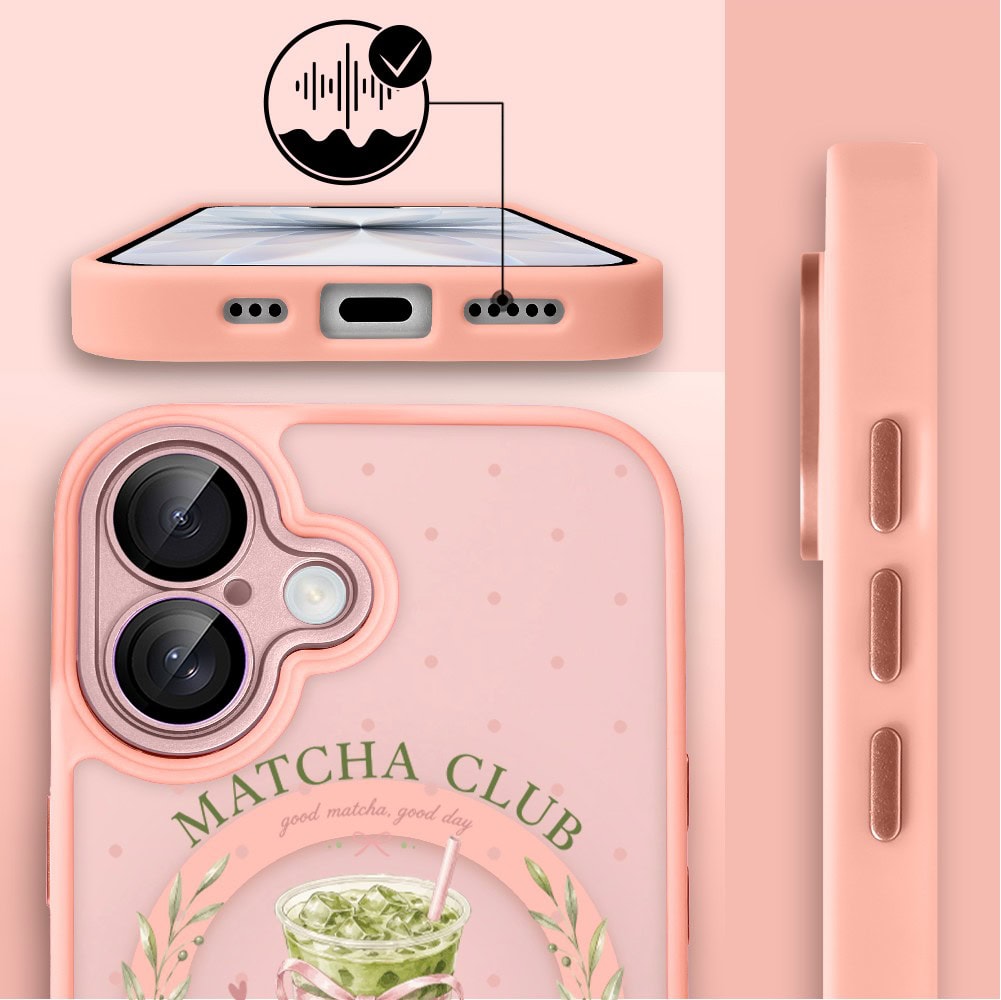 Etui do iPhone 17 Color Flush z MagSafe, z osłoną aparatu, matcha club, różowe (8)