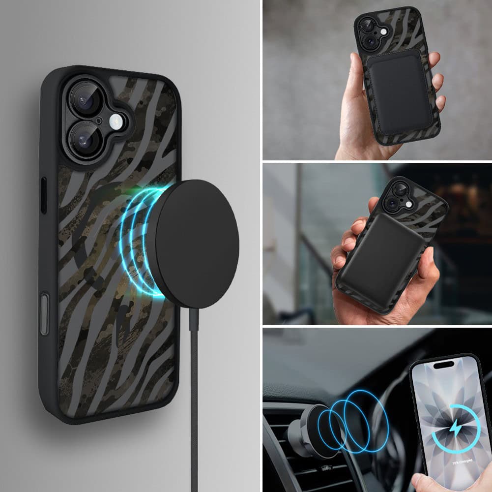Etui do iPhone 17 Color Flush z MagSafe, z osłoną aparatu, miejski kamuflaż, czarne (7)