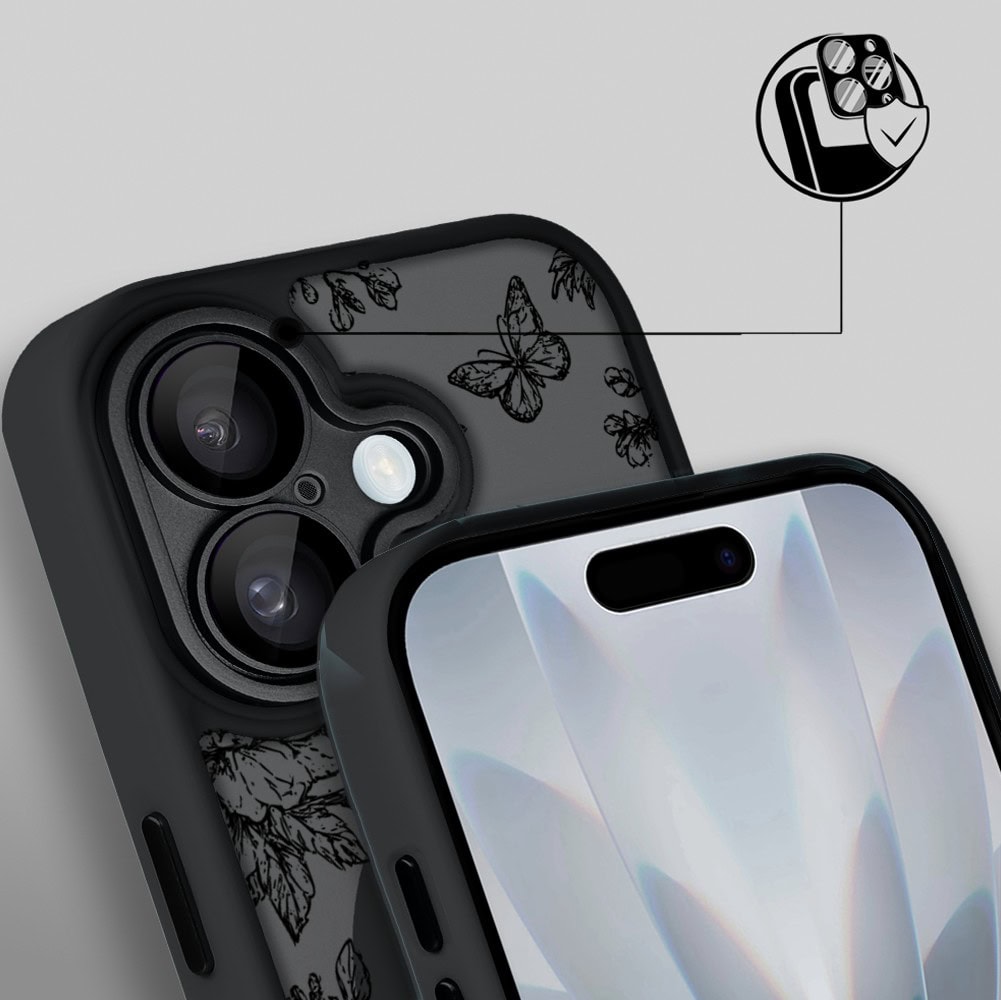 Etui do iPhone 17 Color Flush z MagSafe, z osłoną aparatu, nocna botanika, czarne (3)