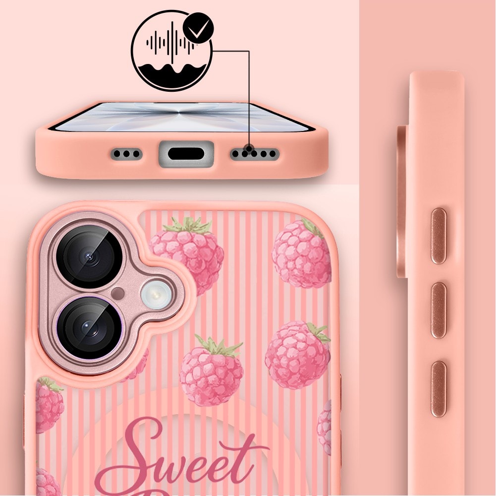 Etui do iPhone 17 Color Flush z MagSafe, z osłoną aparatu, słodka malina, różowe (2)