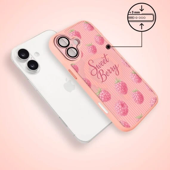 Etui do iPhone 17 Color Flush z MagSafe, z osłoną aparatu, słodka malina, różowe (3)