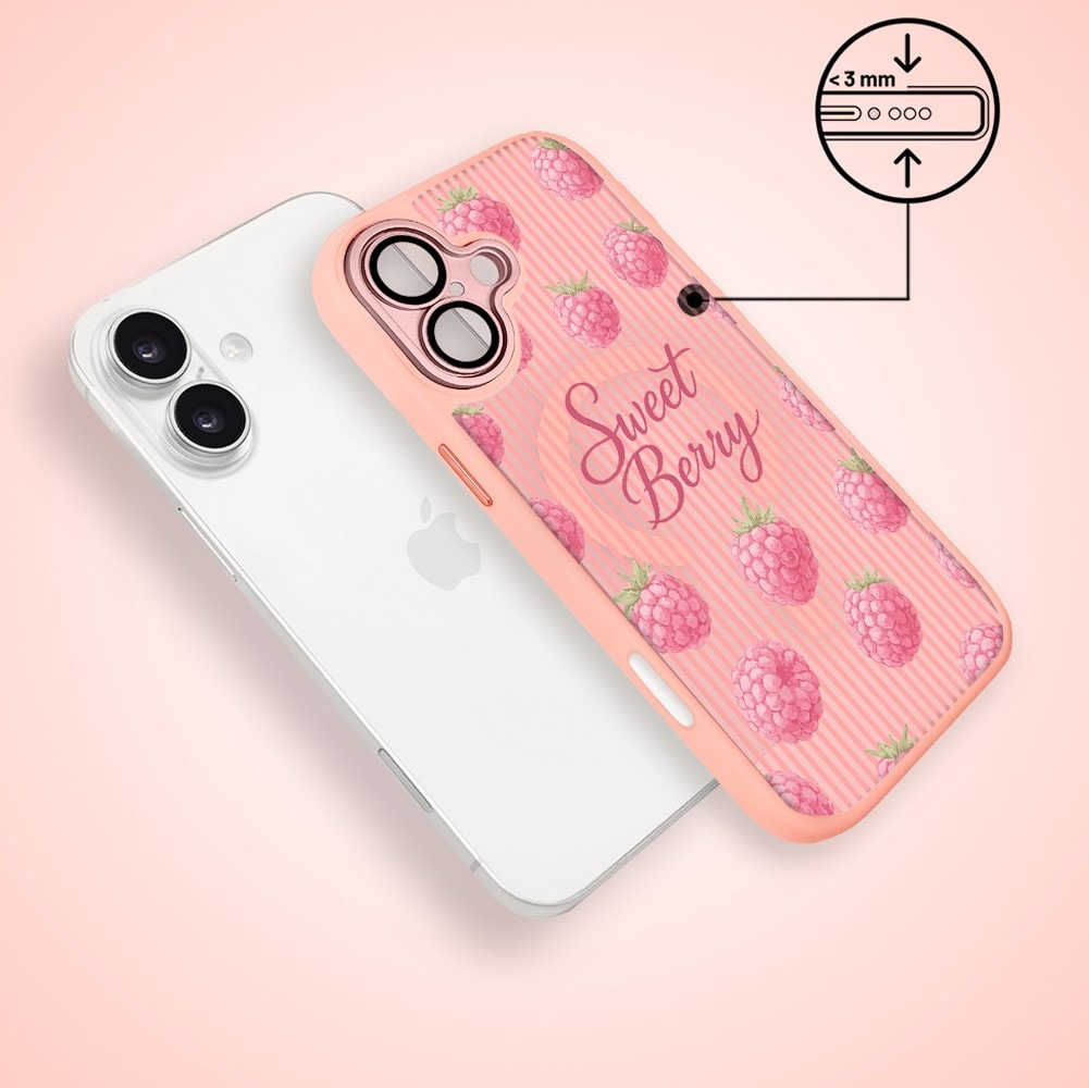 Etui do iPhone 17 Color Flush z MagSafe, z osłoną aparatu, słodka malina, różowe (3)