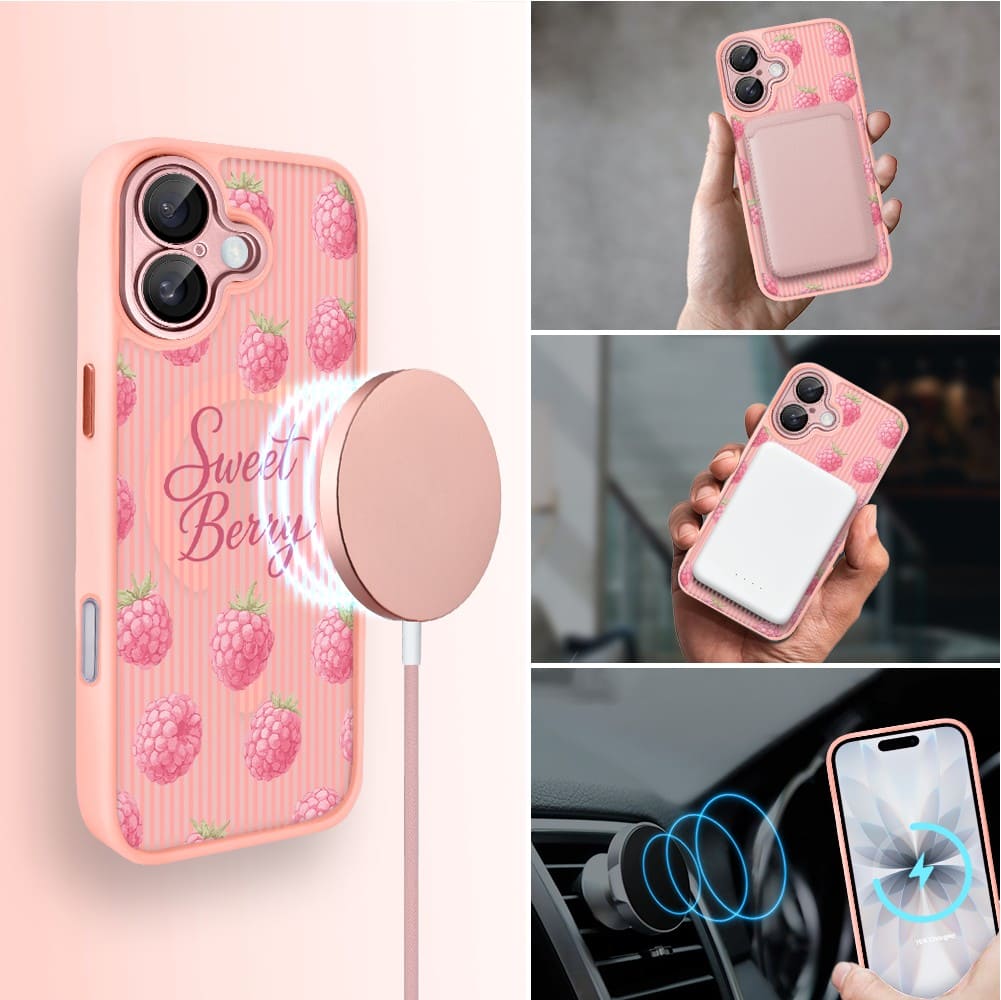 Etui do iPhone 17 Color Flush z MagSafe, z osłoną aparatu, słodka malina, różowe (7)