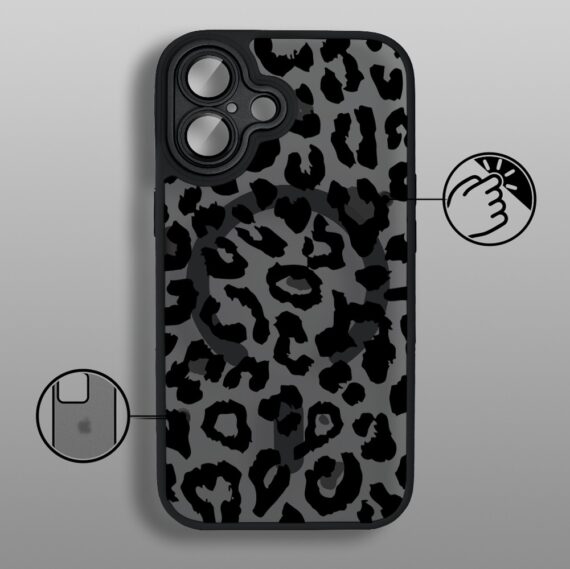 Etui do iPhone 17 Color Flush z MagSafe, z osłoną aparatu, subtelna panterka, czarne (1)