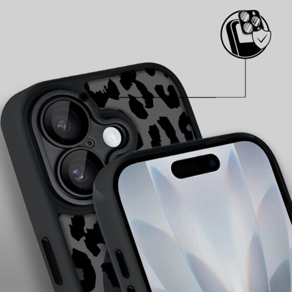 Etui do iPhone 17 Color Flush z MagSafe, z osłoną aparatu, subtelna panterka, czarne (4)