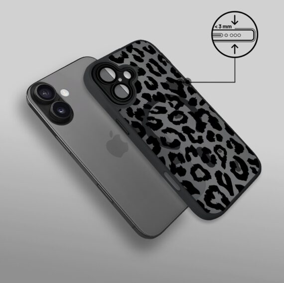 Etui do iPhone 17 Color Flush z MagSafe, z osłoną aparatu, subtelna panterka, czarne (6)