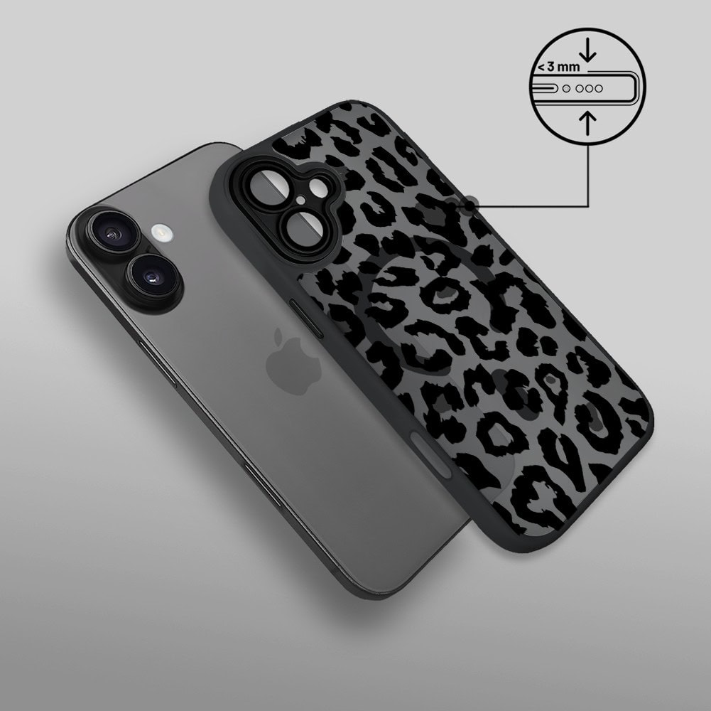 Etui do iPhone 17 Color Flush z MagSafe, z osłoną aparatu, subtelna panterka, czarne (6)