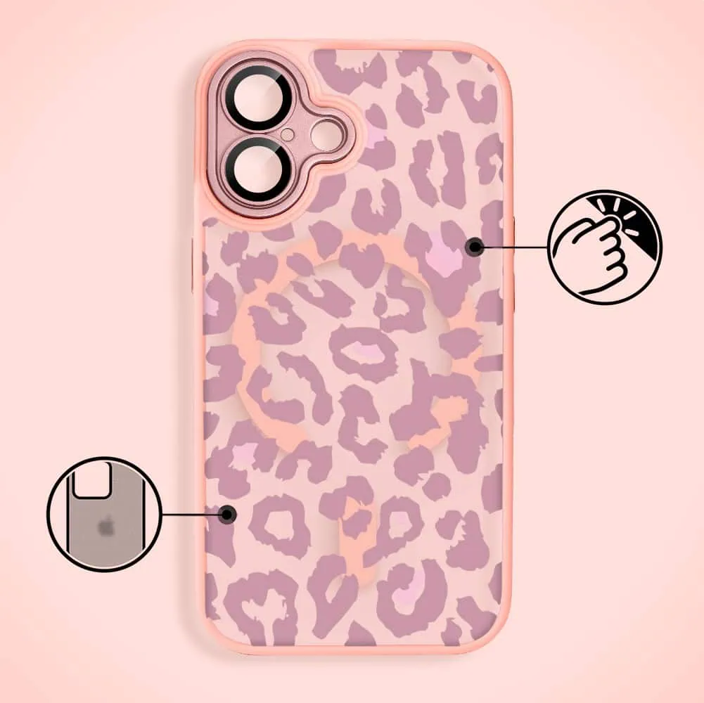 Etui do iPhone 17 Color Flush z MagSafe, z osłoną aparatu, subtelna panterka, różowe (1)