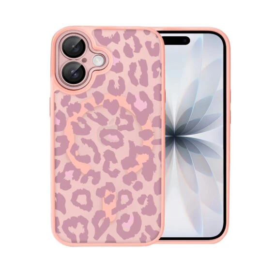 Etui do iPhone 17 Color Flush z MagSafe, z osłoną aparatu, subtelna panterka, różowe (8)