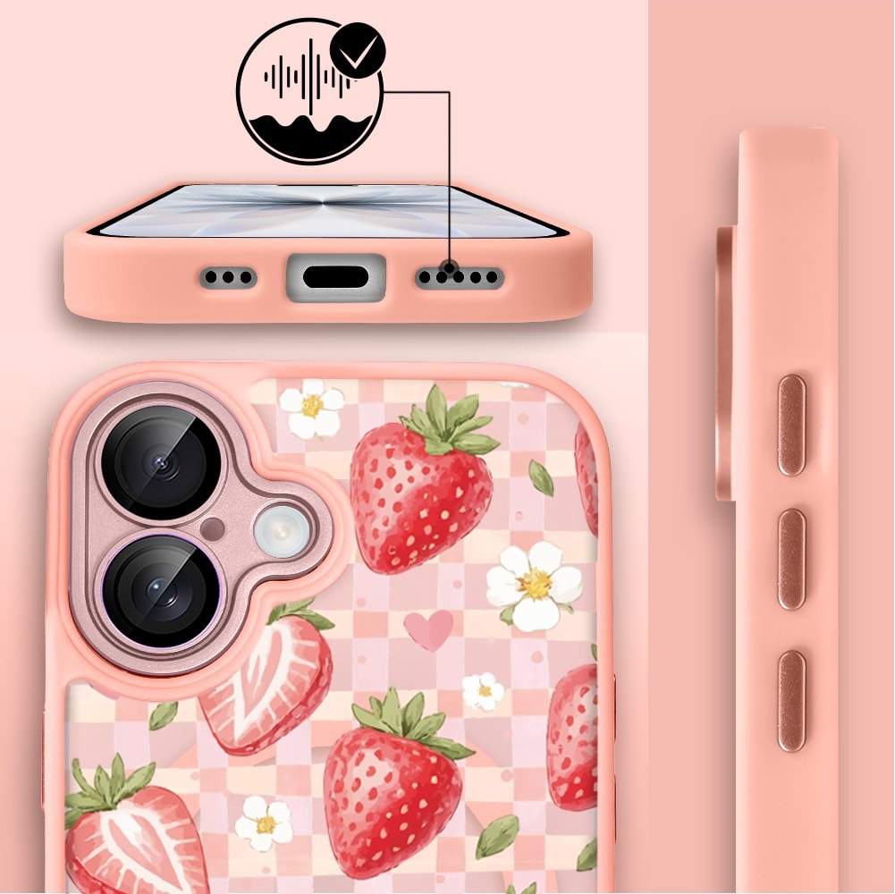Etui do iPhone 17 Color Flush z MagSafe, z osłoną aparatu, truskawkowy piknik, różowe (2)