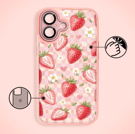 Etui do iPhone 17 Color Flush z MagSafe, z osłoną aparatu, truskawkowy piknik, różowe (6)