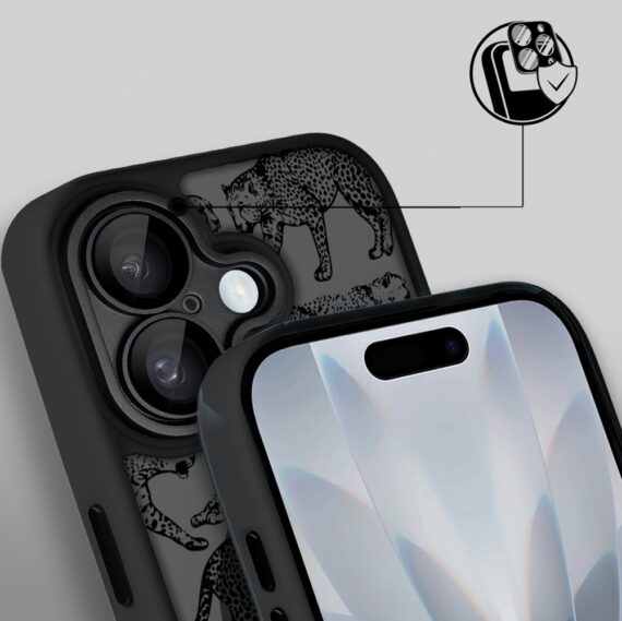 Etui do iPhone 17 Color Flush z MagSafe, z osłoną aparatu, wesołe gepardy, czarne (2)