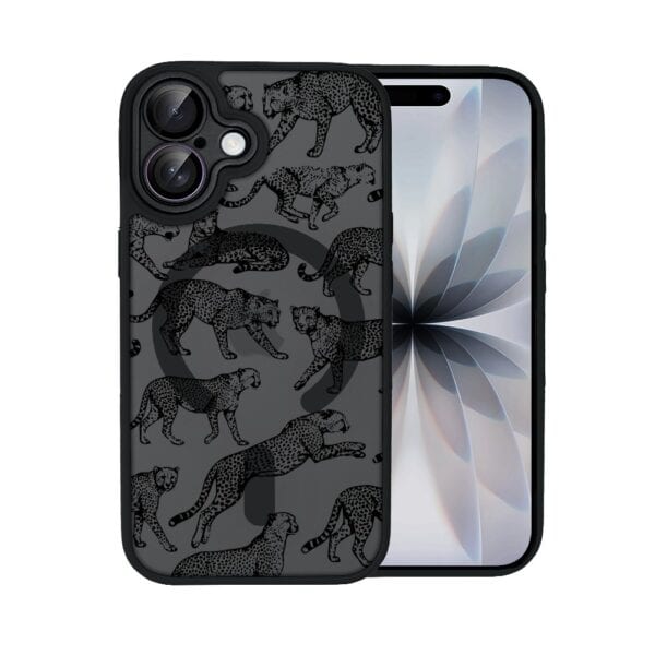 Etui do iPhone 17 Color Flush z MagSafe, z osłoną aparatu, wesołe gepardy, czarne
