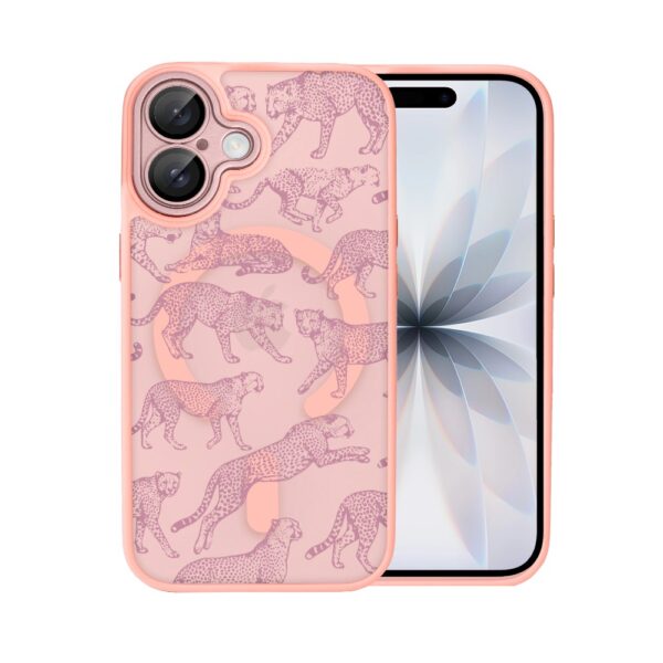 Etui do iPhone 17 Color Flush z MagSafe, z osłoną aparatu, wesołe gepardy, różowe