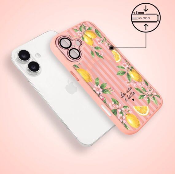 Etui do iPhone 17 Color Flush z MagSafe, z osłoną aparatu, włoskie limone, różowe (2)