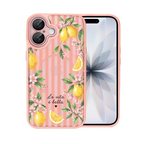 Etui do iPhone 17 Color Flush z MagSafe, z osłoną aparatu, włoskie limone, różowe (4)