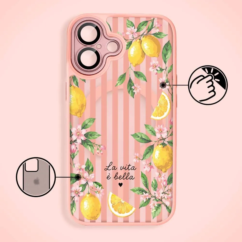 Etui do iPhone 17 Color Flush z MagSafe, z osłoną aparatu, włoskie limone, różowe (5)