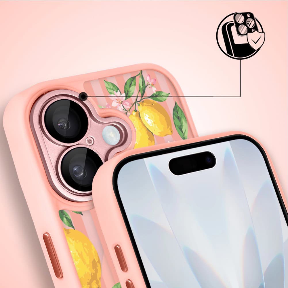 Etui do iPhone 17 Color Flush z MagSafe, z osłoną aparatu, włoskie limone, różowe (8)